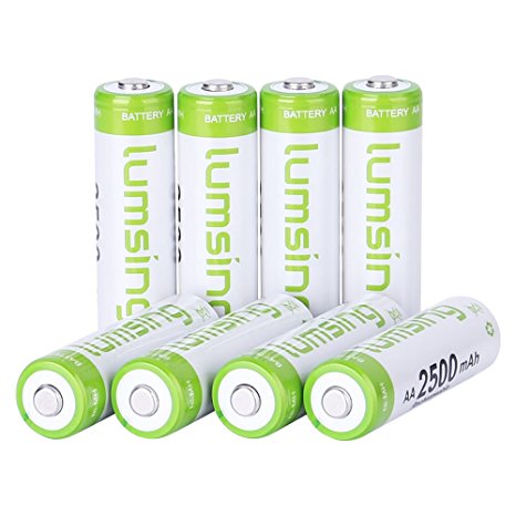 Rechargeable AA Batteries(8-Counts) Pre-charged AA 2500mAh Ni-MH Batteries