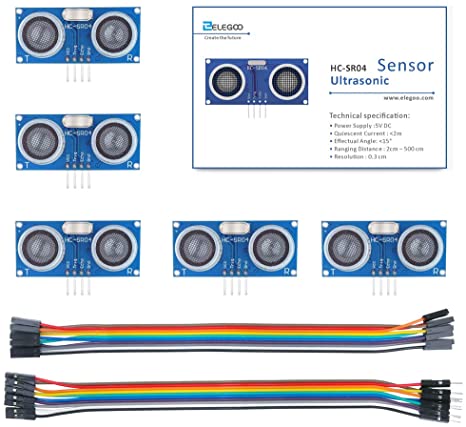 ELEGOO Ultrasonic Sensor, HC-SR04 Ultrasonic Distance Sensor Kits for Arduino UNO MEGA2560 Raspberry Pi,Datasheet Available to Download