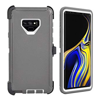 Defender Case for Samsung Galaxy Note 9,[NO Screen Protector][Heavy Duty][Drop Protection] Tough Rugged TPU Hybrid Hard Shell Case for Galaxy Note 9 Grey