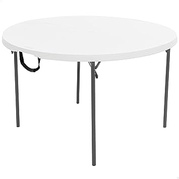 Lifetime 280064 Commercial Fold In Half Round Table, 4 Feet, White Granite