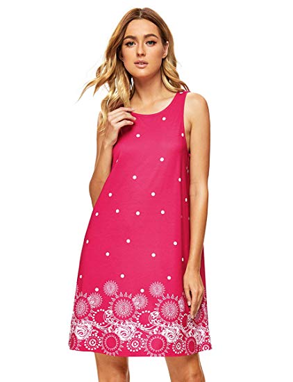 Romwe Women's Summer Sundress Floral Printed Sleeveless Casual A Line Dress