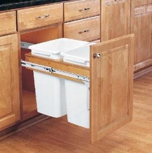 Rev-A-Shelf  4WCTM-18DM2 Double Top Mount 1.75" Face Frame Wood Waste Containers