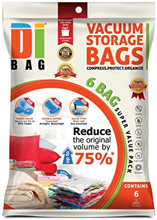 DIBAG ® 6 VACUUM COMPRESSED STORAGE SAVING SPACE BAGS 70x50 CM Clothing, Bedding, Pillows, Curtains