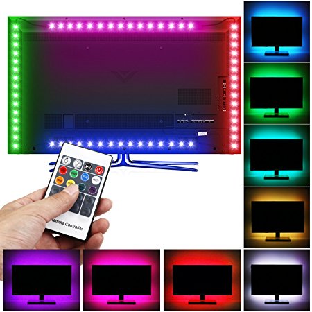 Albrillo LED TV Backlight RGB Light Strip Remote Control, USB Powered Bias Lighting for 30-60 inch HDTV, Flat Screen TV, PC, Desktop Monitors, 78inch