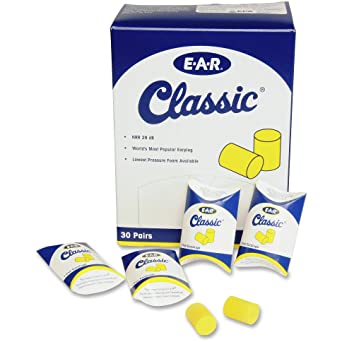 3M - 80529100709 Ear Plugs, 30 Pairs/Box, E-A-R Classic 310-1060, Uncorded, Disposable, Foam, NRR 29, For Drilling, Grinding, Machining, Sawing, Sanding, Welding, 1 Pair/Pillow Pack Yellow