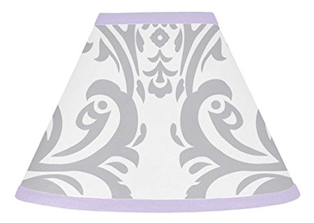 Lavender, Gray and White Damask Print Elizabeth Lamp Shade for Girl Bedding Set Collection