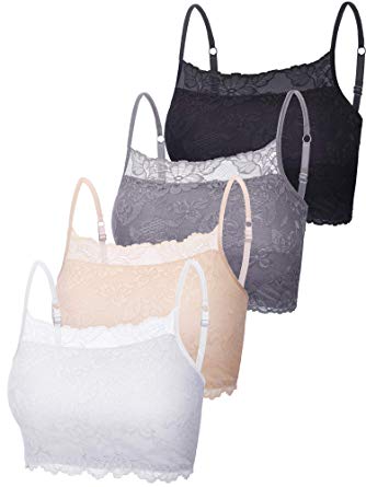 4 Pieces Women's Lace Cami Stretch Lace Half Cami Breathable Lace Bralette Top for Women Girls