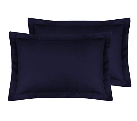 Standard Pillow Shams Set of 2 Luxurious and Soft - Genuine 600 Thread Count 100% Pure Egyptian Cotton Navy Blue Pillow Shams Standard Size 20X26 Decorative Pillow Cover With 2 Inch Border