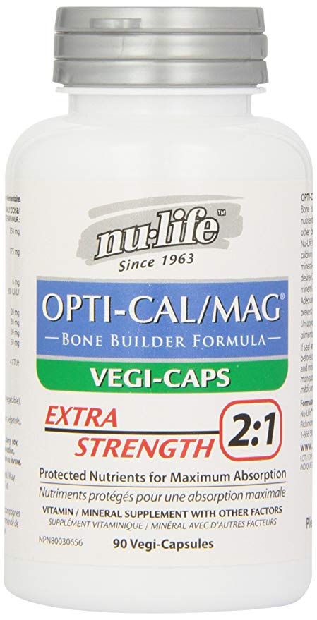 Nu-Life Opti-Cal/Mag 2:1 Vegi-Capsules, 90 Count Bottle