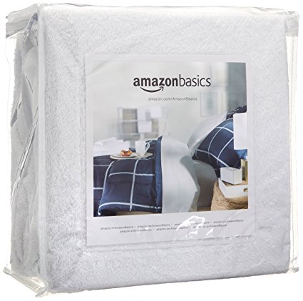 AmazonBasics Hypoallergenic Vinyl-Free Waterproof Mattress Protector, Queen and AmazonBasics Hypoallergenic Quilted Mattress Topper, 18" Deep, Queen