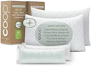 Coop The Eden Cool Adjustable Pillow & The Original Adjustable Pillow Queen Bundle, Set includes (1) Eden Pillow & (1) Original Loft Pillow