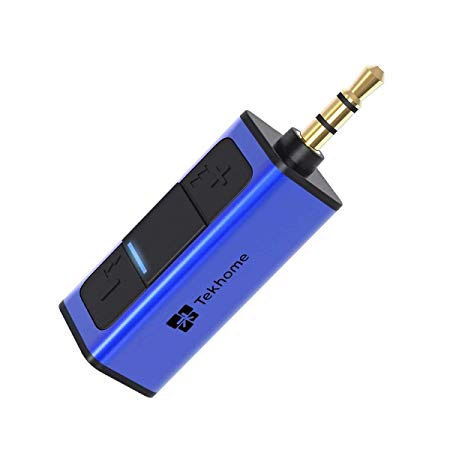 TekHome Bluetooth 4.2 Adapter for Car Audio Wired Headphones Home Sound System, Mini 3.5mm Jack Connector, Blue.