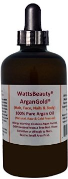 Watts Beauty ArganGoldTM 1oz100 Certified Organic Cold Pressed Argan Nut Oil for Hair and Body - Morocco