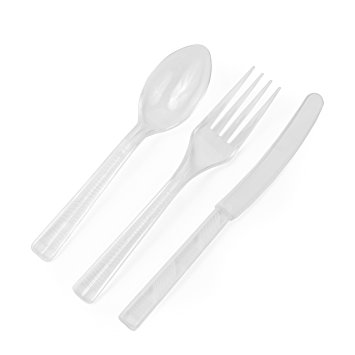 Concept Party Products CPCS300 300 Piece Plastic Cutlery Pack, Clear