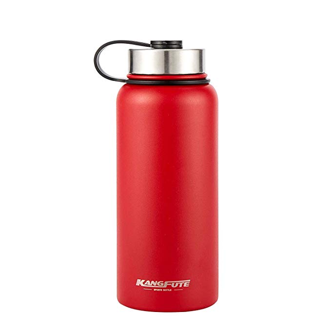 KANGFUTE Insulated Water Bottle 18/8 Stainless Steel, Wide Mouth Double Walled Vacuum Thermos Flask (19oz 21oz 26oz 32oz 38oz)