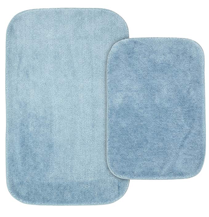 Garland Rug BA010W2P04J4 Traditional Bath Rug Set, 2-Piece Set, Basin Blue