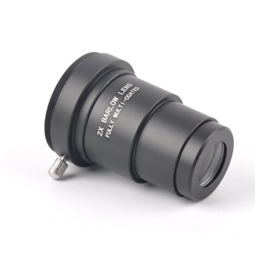 1.25 Inch 2x Fully Blackened Metal Barlow Lens and Camera T Adapter for Telescopes Eyepiece - Accept 1.25inch Filters-also Can Be Used for Astronomical Photography - Coated