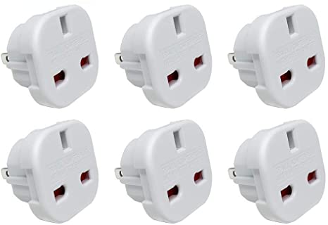Jsdoin UK to US Plug Adaptor 3 pin to 2 Pin Flat Travel Adapter for USA, Canada, Mexico, Thailand, Refer to Description for country list US (6 Pack)