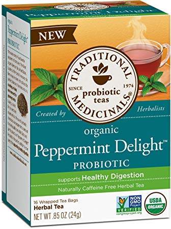 Traditional Medicinals Organic Ginger with Chamomile Herbal Leaf Tea (Peppermint Probiotic, Pack of 1)
