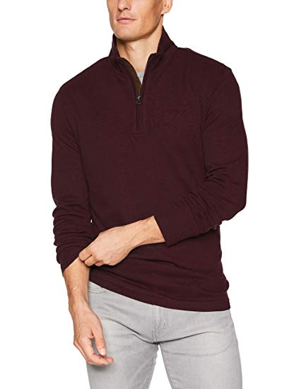 Chaps Men's Classic Fit Twill Quarter Zip Knit Top