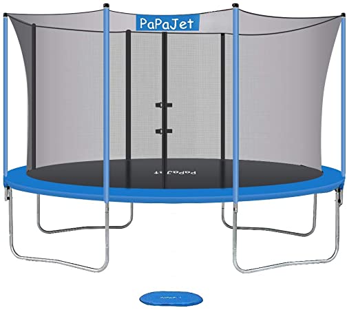 PAPAJET Trampoline 9X14FT Oval Trampolines for Kids with Safety Enclosure Net, Jump Spring Pad, TUV Certificated Large Outdoor Backyard Trampoline