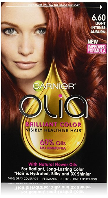 Garnier Olia Oil Powered Permanent Hair Color, 6.60 Light Intense Auburn (Packaging May Vary)