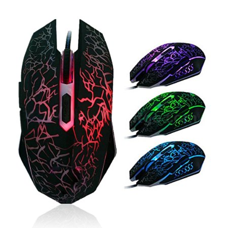 Sankuwen 1pc Professional Colorful Backlight 4000DPI Optical Wired Gaming Mouse (Colorful)