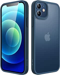 JETech Matt Hülle für iPhone 12/12 Pro 6,1 Zoll, Stoßfest Militärstandard FallSchutz Handyhülle, Mattierte Durchscheinende Rückseite Schutzhülle, Anti-Fingerabdruck (Blau)