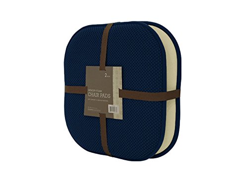 2 Pack: GoodGram Non Slip Ultra Comfort Memory Foam Chair Pads - Assorted Colors (Navy)