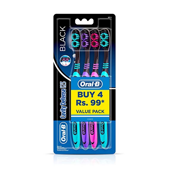 Oral B Cavity Defense 123 Soft Black Toothbrush (Pack of 4)