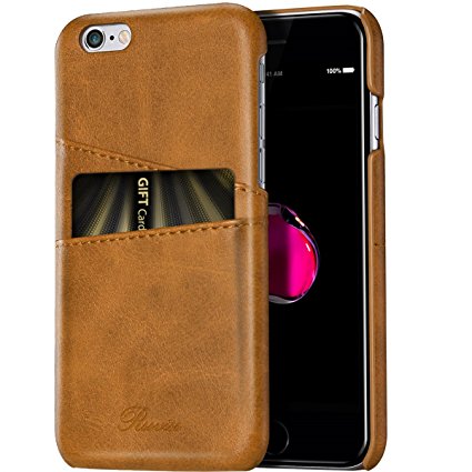 iPhone 6s Wallet Case, 6s Card Slot Phone Leather Case By Rssviss, Slim Leather Back Case with card holder for iPhone 6/6S - Brown