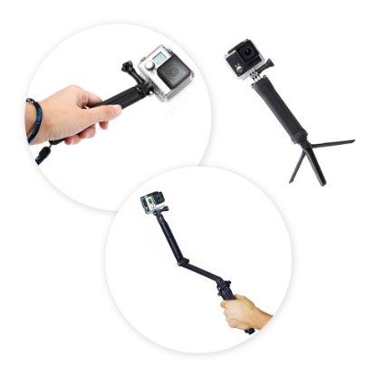 3-in-1 Camera Grip Extension Arm and Tripod Mount for GoPro