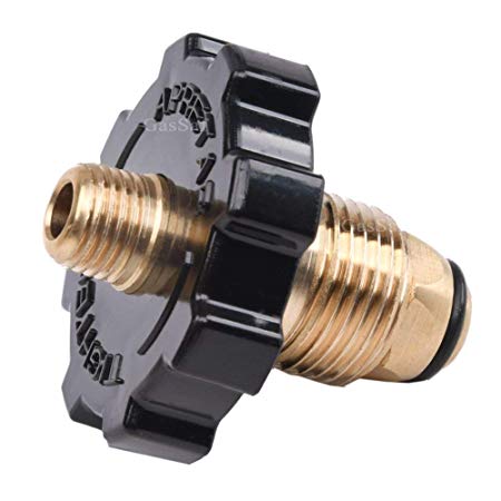 GasSaf Soft Nose POL Propane Regulator Valve Fitting Adapter with Excess Flow X 1/4 Inch Male Pipe Thread - 100% Solid Brass