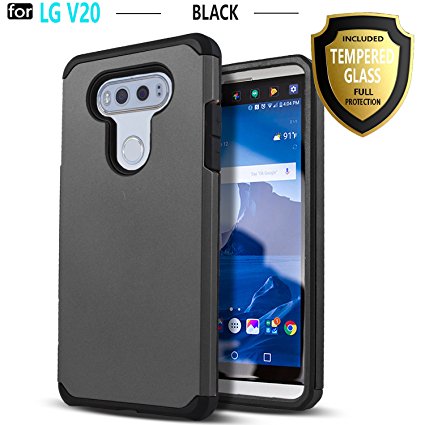 LG V20 Case, Starshop [Shock Absorption] Dual Layers Impact Advanced Protective Cover With [0.33m 9H Tempered Glass Screen Protector Included] For LG V20 [Black]