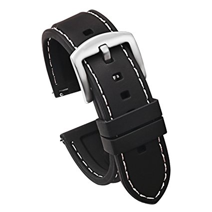 Carty Quick Release Watch Straps (20mm or 22mm) - Soft Silicone Rubber Replacement Watch Band