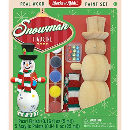 MasterPieces Works of Ahhh Christmas Real Wood Large Acrylic Paint Kits, Winter Snowman Figurine, For Ages 4