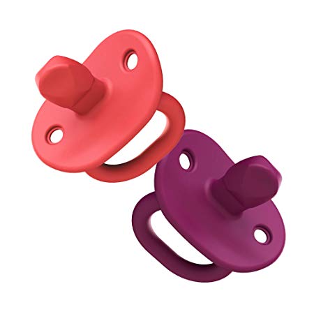 Boon JEWL Orthodontic Silicone Stage 2 Pacifier, 2 pack, Pink