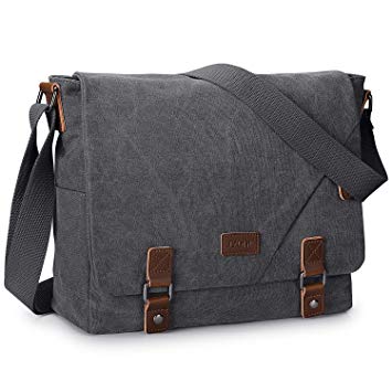 S-ZONE Vintage Canvas Messenger Bag School Satchel Shoulder Bag for 14 inch Laptop Crossbody Bag