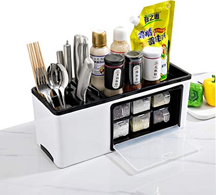 Spice Rack Organizer with 6 Drawers And as a knife shelf,No Drilling Can Stand on the Table and Hang on the Wall,By Cq acrylic