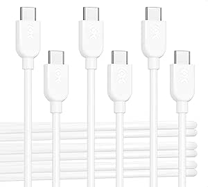 Cable Matters Lot de 3 câbles de charge USB C avec Power Delivery 60W - 0,3m (cable USB C vers USB C) en blanc, compatible avec iPhone 15/15 Pro/15 Plus, iPad Pro, Samsung Galaxy S23