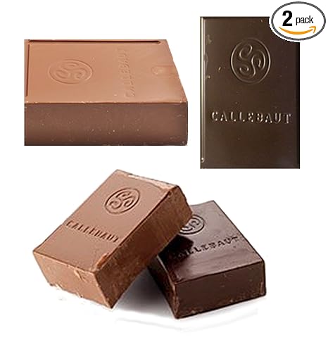 Callebaut Finest Belgian Milk and Semisweet Blocks - Approximately 1 pound per Block - 2 Blocks