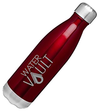 WaterVault Stainless Steel Thermo Water Bottle, Vacuum Insulated Double Walled, Keeps Hot to 12 Hours Cold to 36 Hours – BPA Free Cola Shaped Thermos Bottle (12oz, 17oz, 26oz, and 1 liter)