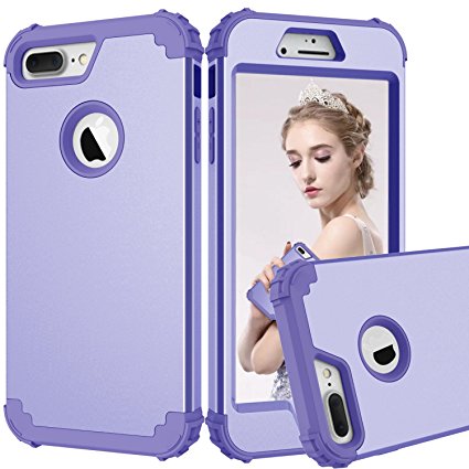 Hocase iPhone 7 Plus Case Heavy Duty Shockproof Protective Hybrid Dual Layer Case for iPhone 7 Plus 5.5-inch - Purple