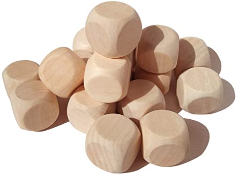 100 Pcs Blank Wooden Dice Unfinished Square Blocks 6 Sided Wood Cubes with Rounded Corners for DIY Craft Projects (16MM)