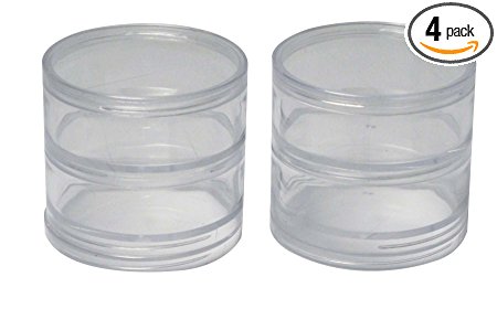 SE 87446BB 4 Plastic Storage Containers with Stackable Screw-On Lids, 2-3/4", Clear