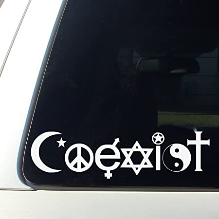 Customize Right Coexist Decal Sticker Vinyl Bumper - Christian Muslim Buddhist After Life Star Dancing Peace Pride