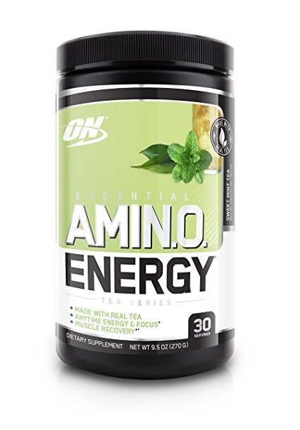 Optimum Nutrition Amino Energy, Sweet Mint Tea, Preworkout and Essential Amino Acids with Green Tea and Green Coffee Extract, 30 Servings