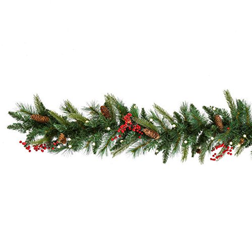 Cordless Pre-lit Cone & Berry Christmas Garland