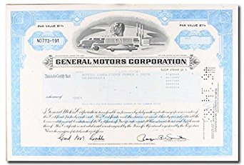 General Motors Corporation Stock Certificate Blue (SC-AAA-096)