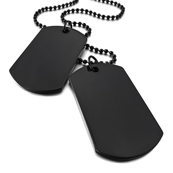 INBLUE Men,Women's 2 PCS Alloy Pendant Necklace Army Double Dog Tag 27 Inch Chain